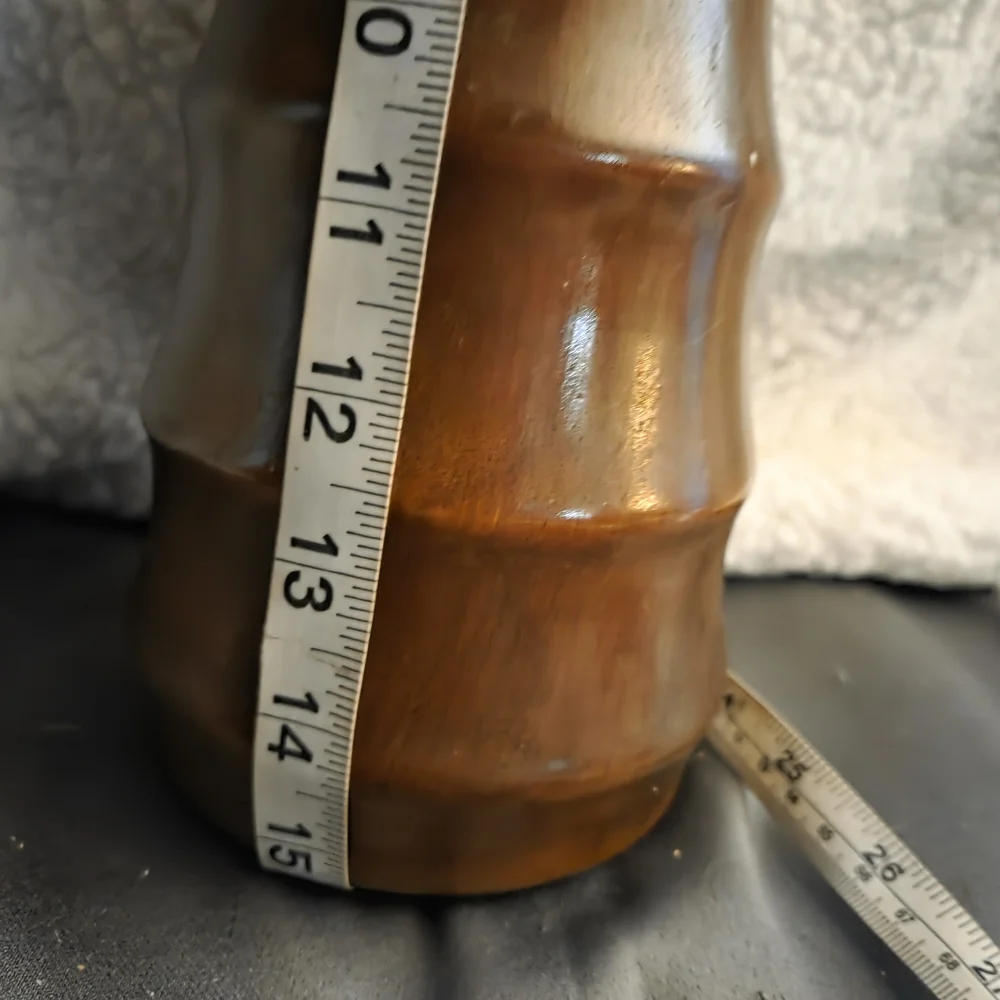 Elegant Handmade Natural Seagrass & Dried Florals in MCM Amber Ceramic Vase
